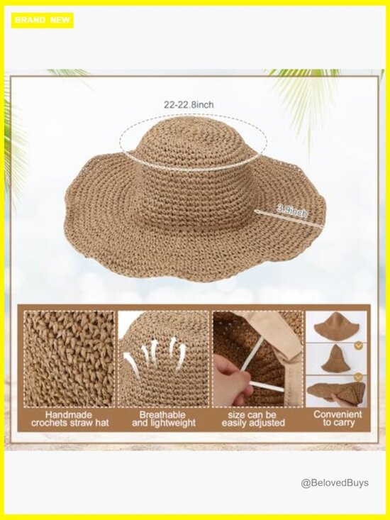 10pc Mesh Beach Tote & Straw Hat Set, Foldable Hat, Rattan Earrings for Travel main image 4